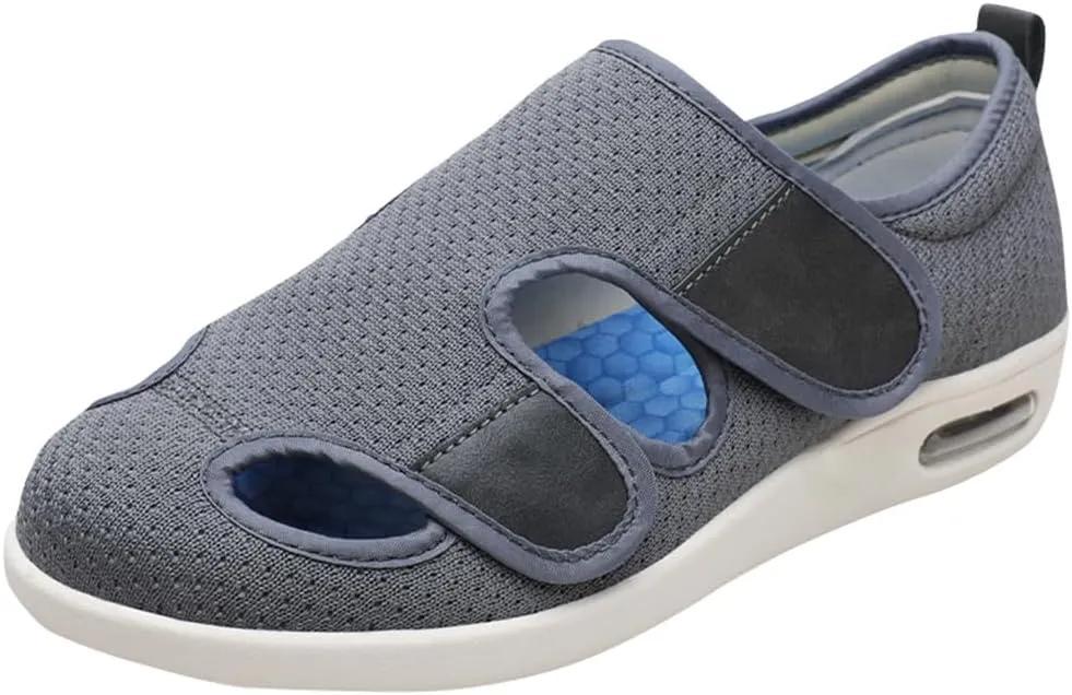 ACE SHOCK Men’s Diabetic Shoes Wide Width Elderly Summer Walking Shoes Adjustable Closure Breathable Air Cushion Sandals for Plantar Fasciitis Bunions Swollen Feet