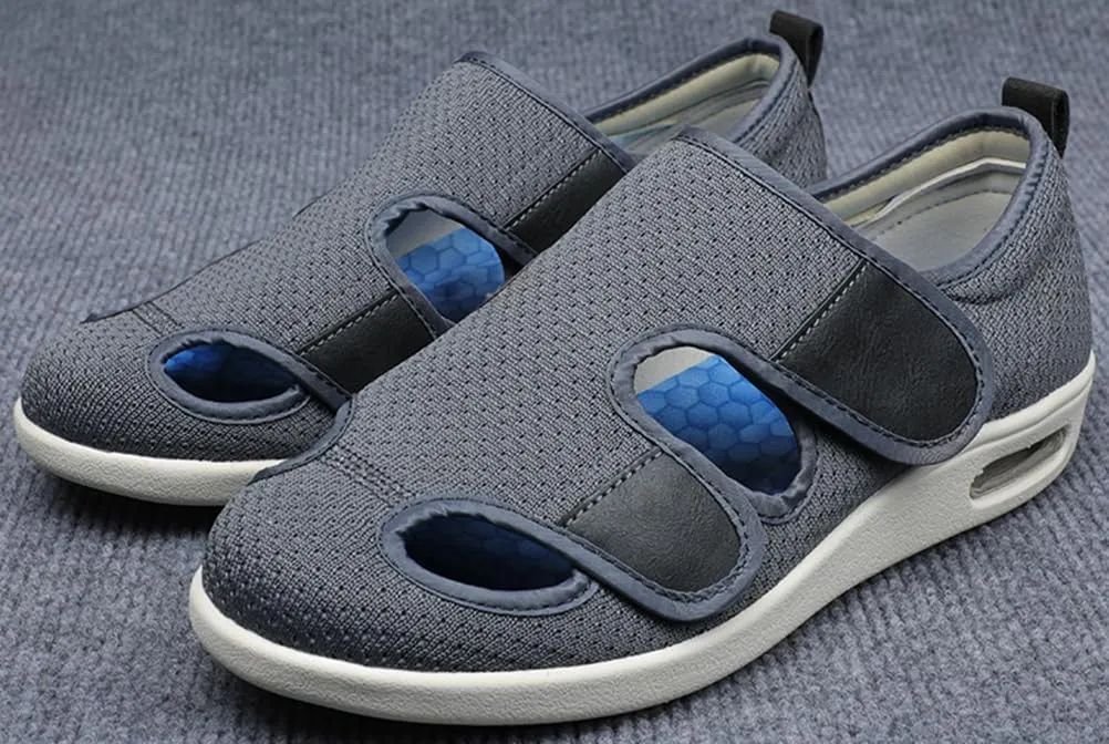 ACE SHOCK Men’s Diabetic Shoes Wide Width Elderly Summer Walking Shoes Adjustable Closure Breathable Air Cushion Sandals for Plantar Fasciitis Bunions Swollen Feet