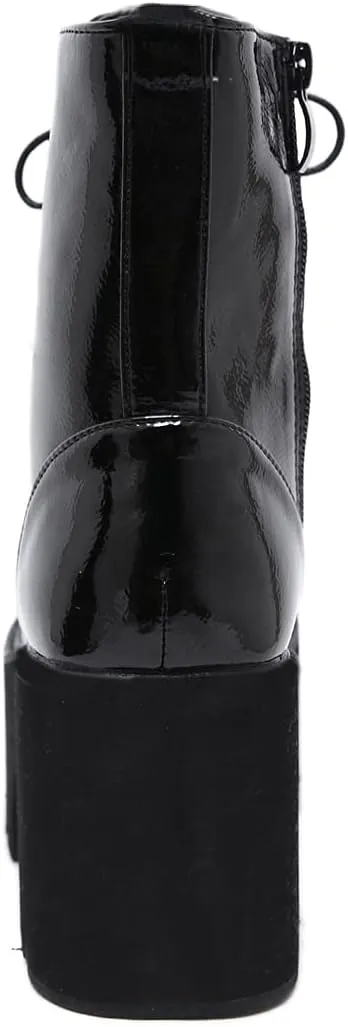 AIMODOR Womens Chain Goth Platform Combat Ankle Boots Chunky High Heel Booties