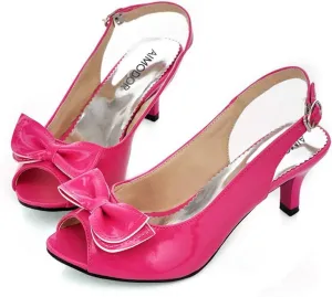AIMODOR Womens Peep Toe Kitten Heels Sandals Ladies Slingback Dress Pumps