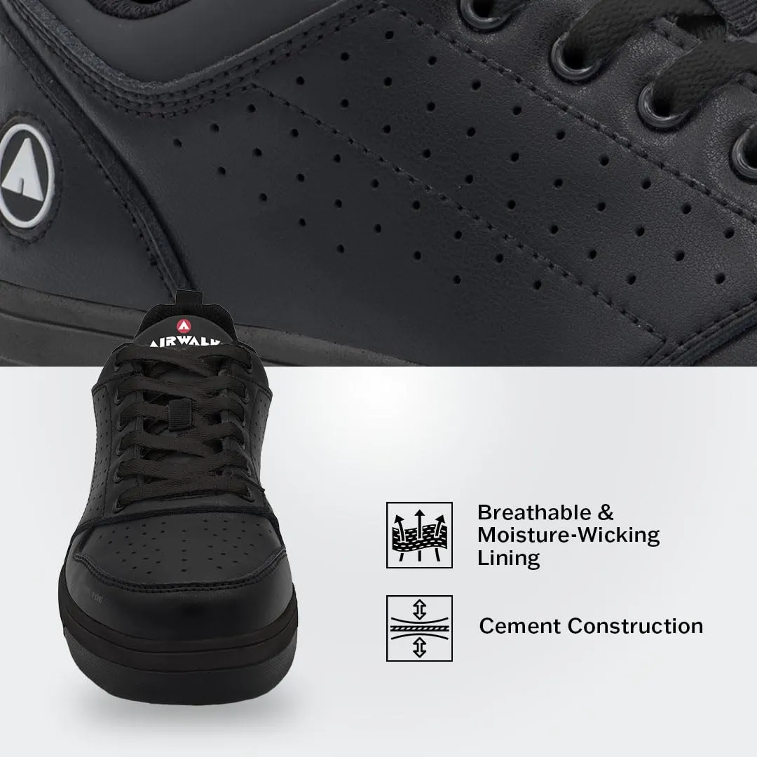 Airwalk Arena Low Top Composite Toe Men’s Industrial Work Shoes, Black/Black, Size 8.5, Medium, Comfortable & Light Work Shoes for Men, Electric Hazard, Slip Resistant