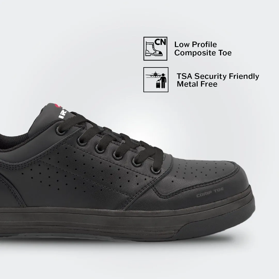 Airwalk Arena Low Top Composite Toe Men’s Industrial Work Shoes, Black/Black, Size 8.5, Medium, Comfortable & Light Work Shoes for Men, Electric Hazard, Slip Resistant