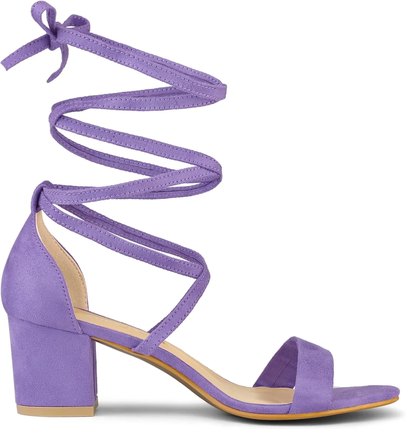 Allegra K Women's Open Toe Lace Up Mid Chunky Heeled Sandals
