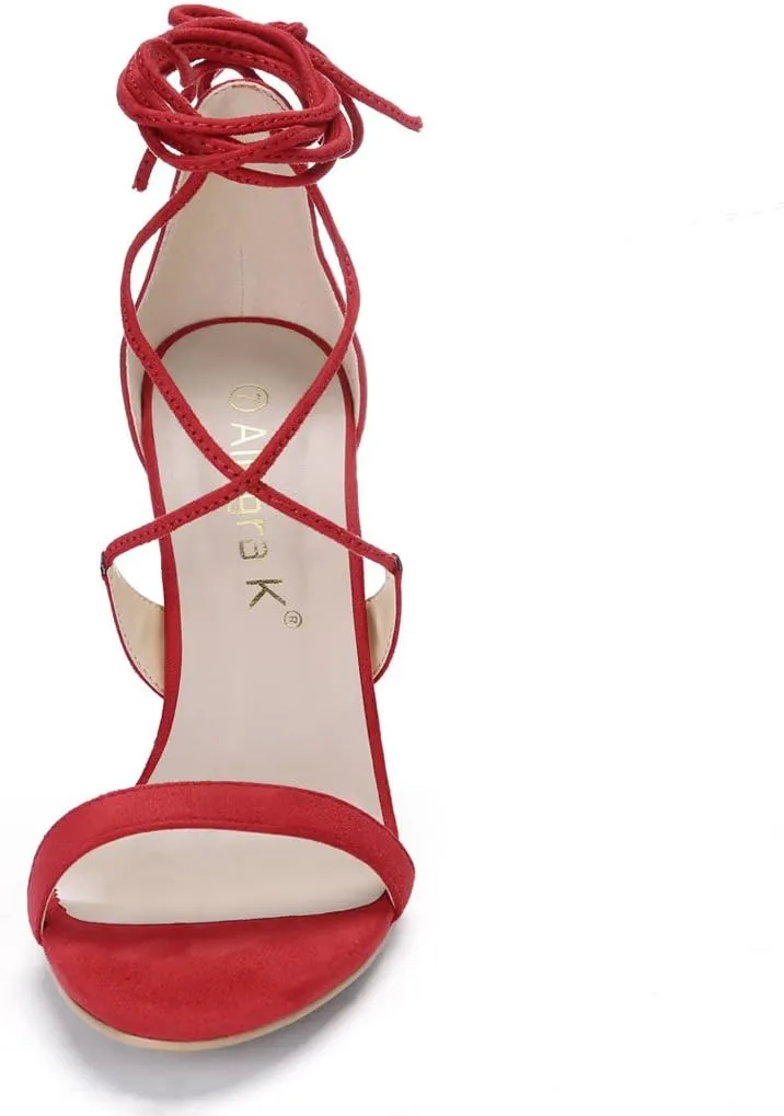 Allegra K Women's Stiletto Heel Lace-up Sandals