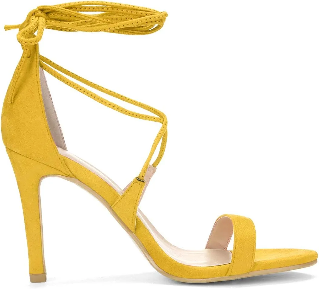 Allegra K Women's Stiletto Heel Lace-up Sandals