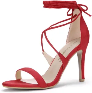 Allegra K Women's Stiletto Heel Lace-up Sandals