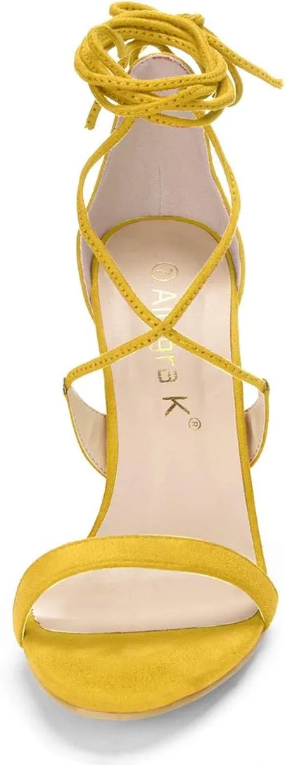 Allegra K Women's Stiletto Heel Lace-up Sandals
