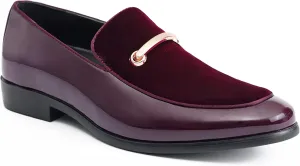 Amali Fay Velvet Men’s Slip-On Shoes with Gold Chain Ornament Dress Shoes for Men Velvet Formal Loafers for Men The Original Smoking Men Tuxedo Dress Shoes