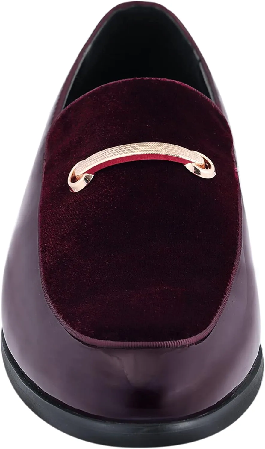Amali Fay Velvet Men’s Slip-On Shoes with Gold Chain Ornament Dress Shoes for Men Velvet Formal Loafers for Men The Original Smoking Men Tuxedo Dress Shoes