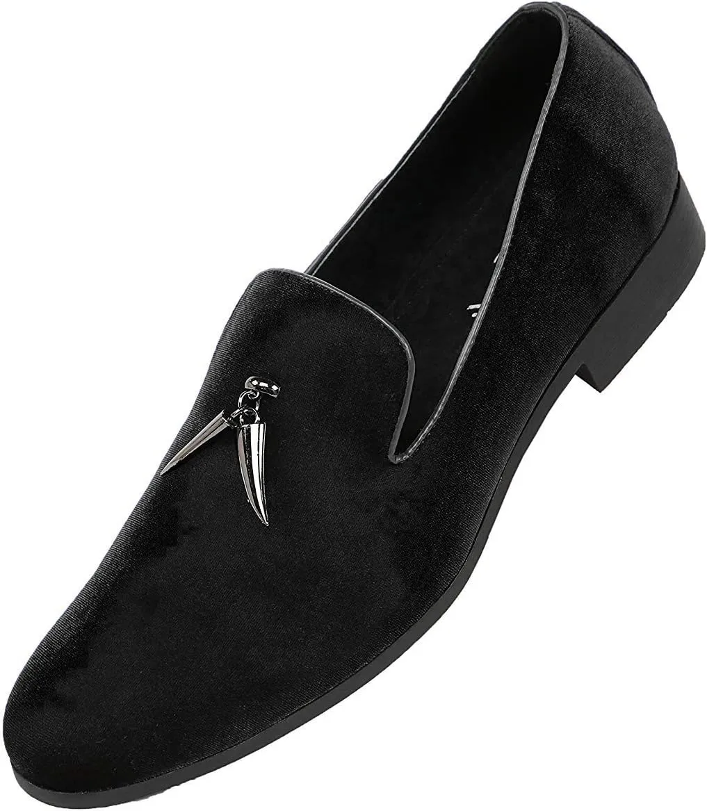 Amali Heath - Mens Dress Shoes with Gunmetal Horn Tassels with Luxurious Velvet - Formal Loafers for Men - The Original Smoking Men Slip-On
