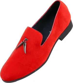 Amali Heath - Mens Dress Shoes with Gunmetal Horn Tassels with Luxurious Velvet - Formal Loafers for Men - The Original Smoking Men Slip-On