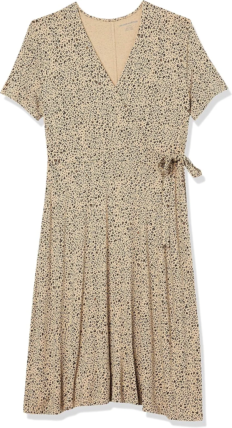 Amazon Essentials Women's Short Sleeve Faux-Wrap Dress