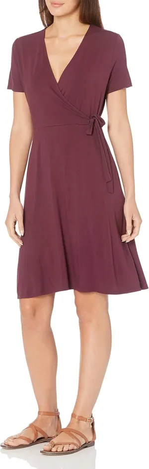 Amazon Essentials Women's Short Sleeve Faux-Wrap Dress