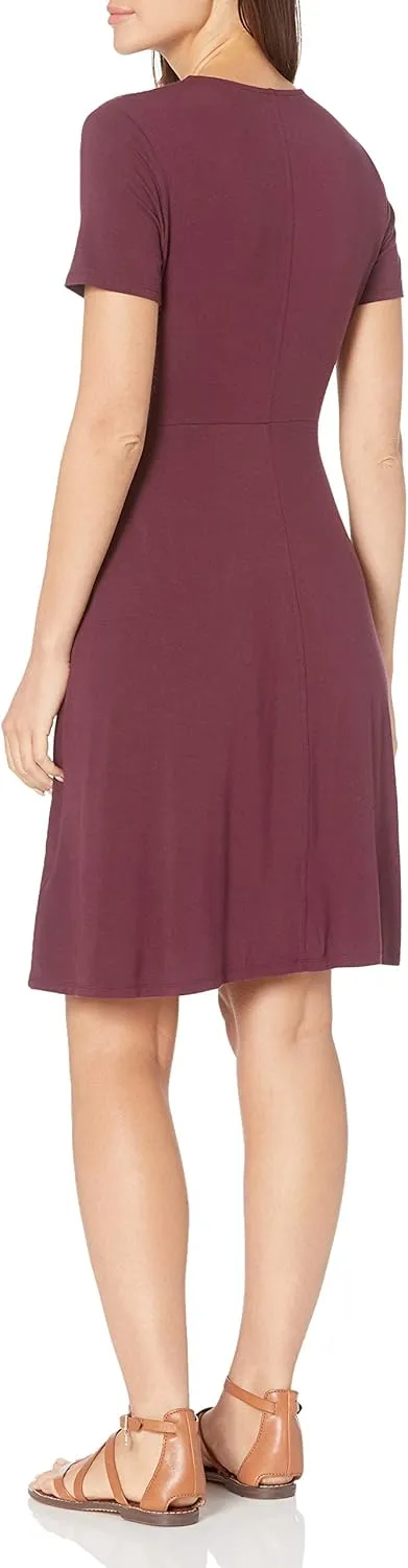Amazon Essentials Women's Short Sleeve Faux-Wrap Dress