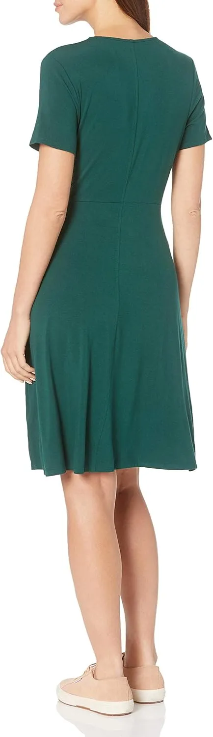 Amazon Essentials Women's Short Sleeve Faux-Wrap Dress
