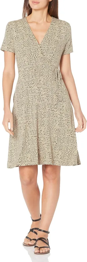 Amazon Essentials Women's Short Sleeve Faux-Wrap Dress