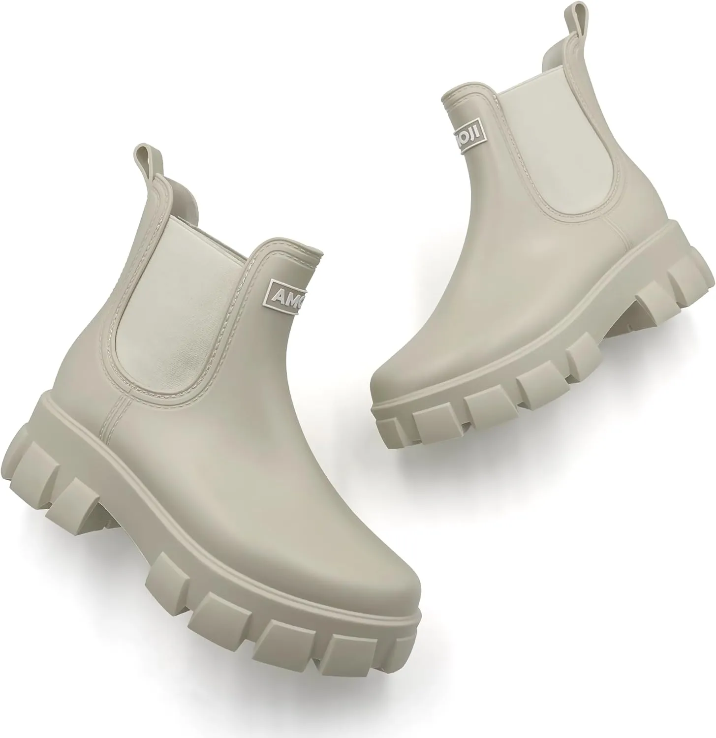 Amoji Unisex Ankle Chelsea Rain Platform Rubber Waterproof Boots 917