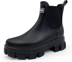 Amoji Unisex Ankle Chelsea Rain Platform Rubber Waterproof Boots 917