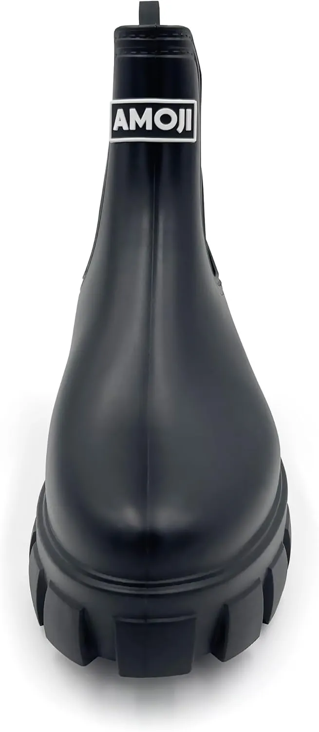 Amoji Unisex Ankle Chelsea Rain Platform Rubber Waterproof Boots 917