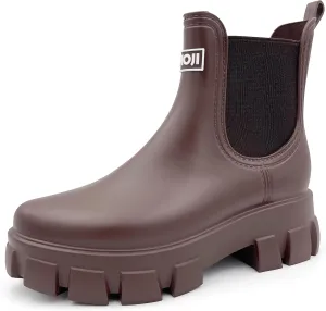 Amoji Unisex Ankle Chelsea Rain Platform Rubber Waterproof Boots 917