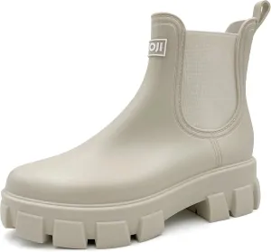 Amoji Unisex Ankle Chelsea Rain Platform Rubber Waterproof Boots 917