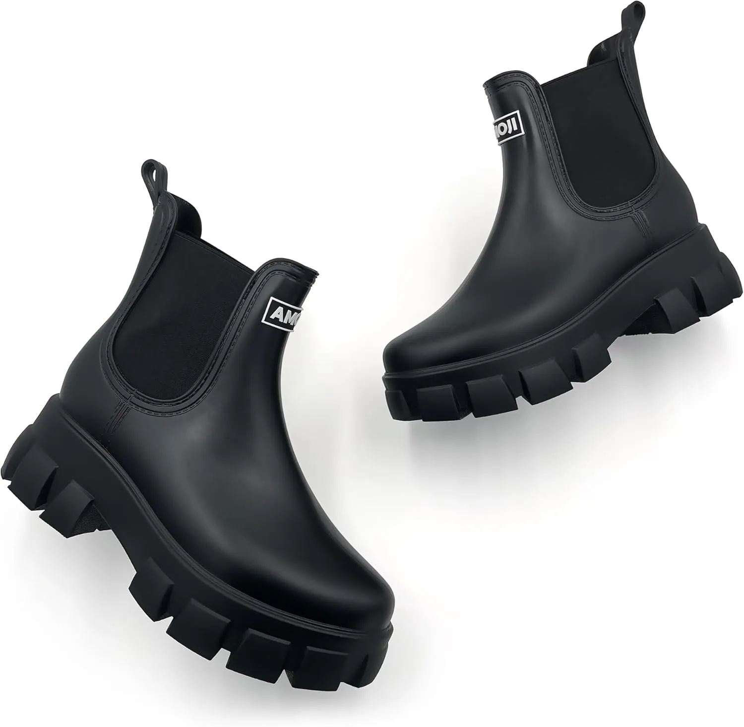 Amoji Unisex Ankle Chelsea Rain Platform Rubber Waterproof Boots 917
