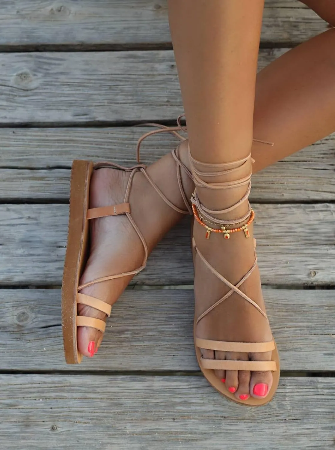 Ankle tie Greek Leather Sandals, Tie up Handmade shoes for women, Gladiator Sandals, Lace up Summer flats, summer wedding shoes, ankle wrap (US12)