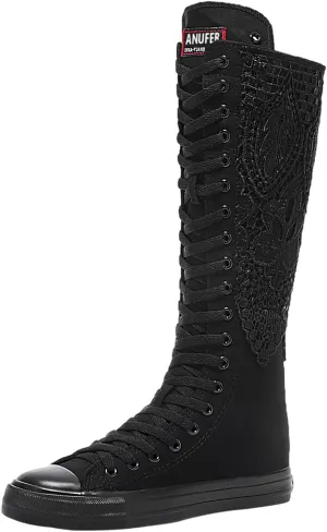 ANUFER 3.7M Long Colorful Shoelaces for Canvas Knee Boots