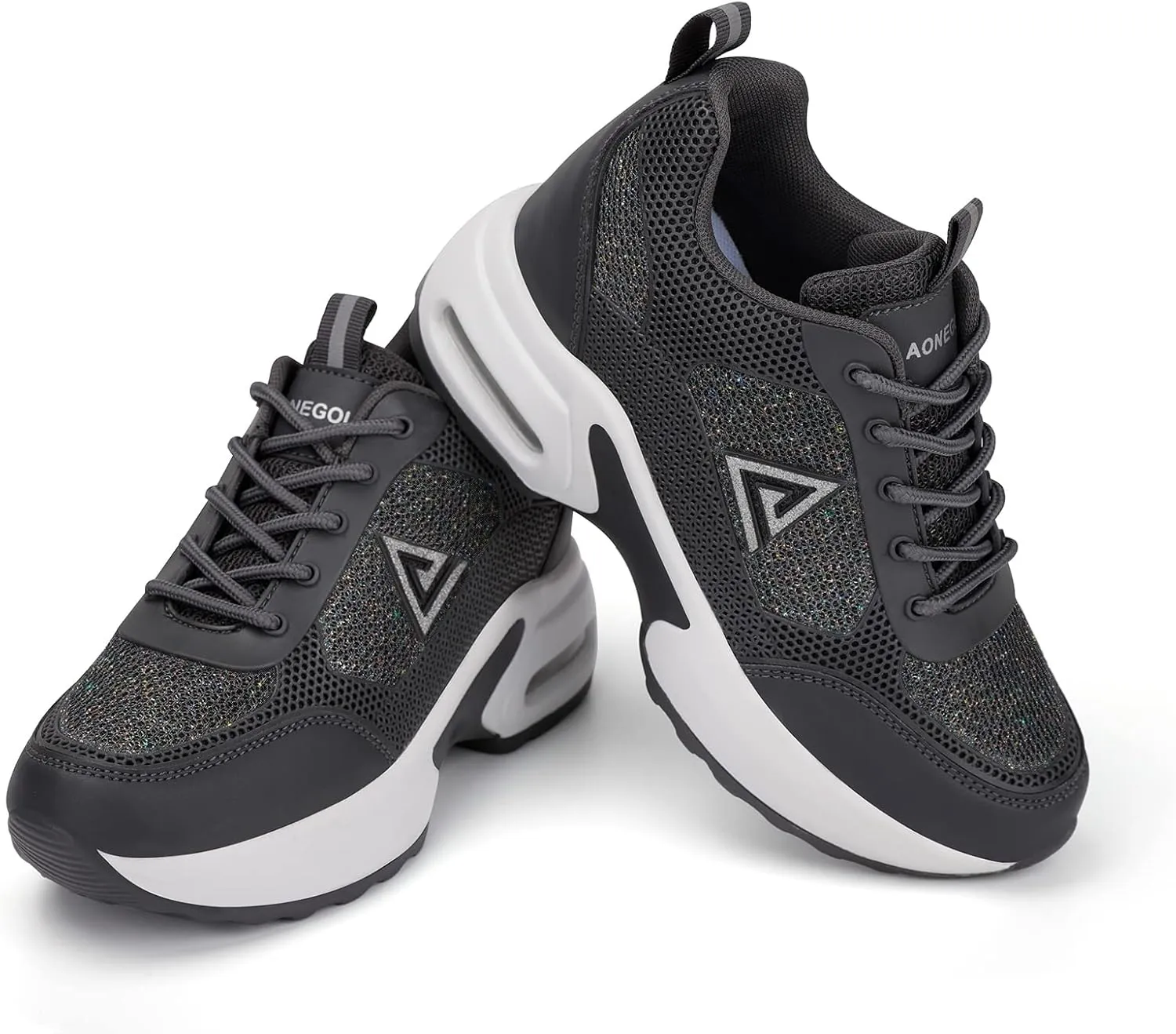 AONEGOLD Women's Wedge Sneakers Inner Heightening Walking Shoes Fashion Breathable Lightweight Air Cushion Casual Sneakers
