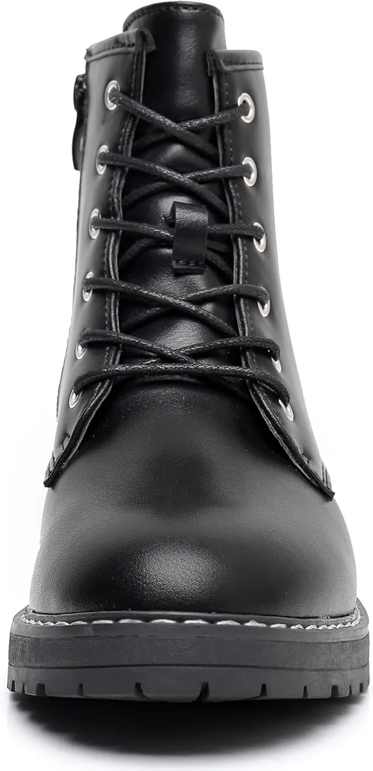 Apakowa Gilrs Combat Boots Side Zipper Ankle Booties (Toddler/Little Kid/Big Kid)