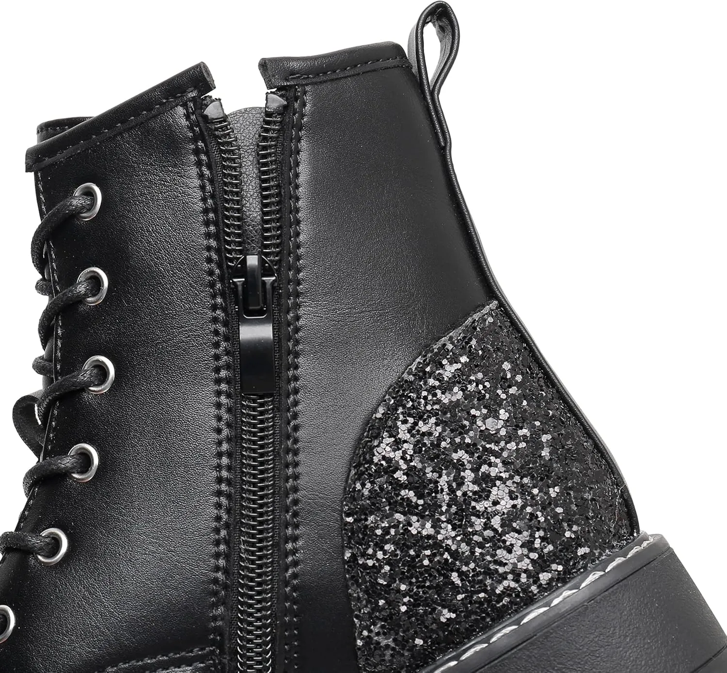 Apakowa Gilrs Combat Boots Side Zipper Ankle Booties (Toddler/Little Kid/Big Kid)