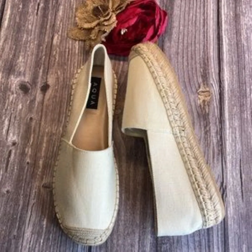 Aqua Beau Cream Espadrilles 8.5M