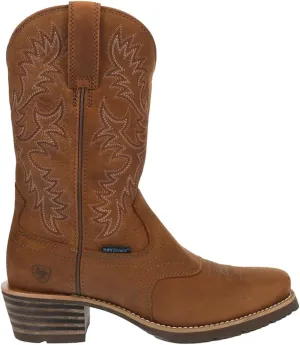 ARIAT Mens Hybrid Roughstock Embroidered Waterproof Square Toe Pull On Casual Boots Mid Calf - Brown
