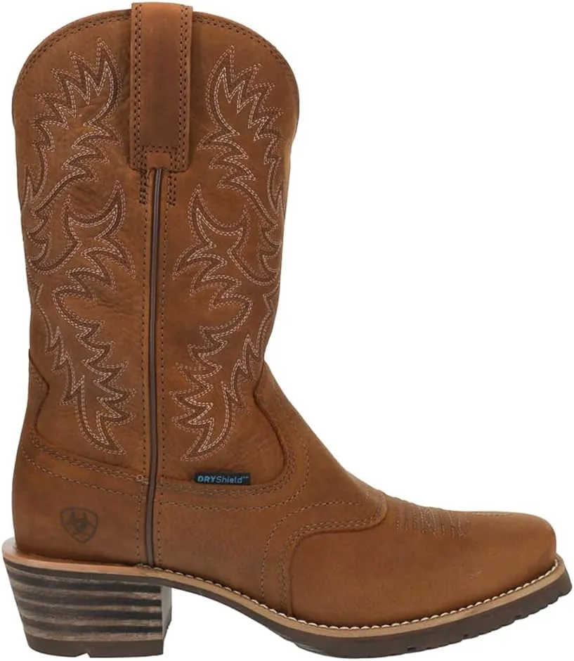 ARIAT Mens Hybrid Roughstock Embroidered Waterproof Square Toe Pull On Casual Boots Mid Calf - Brown