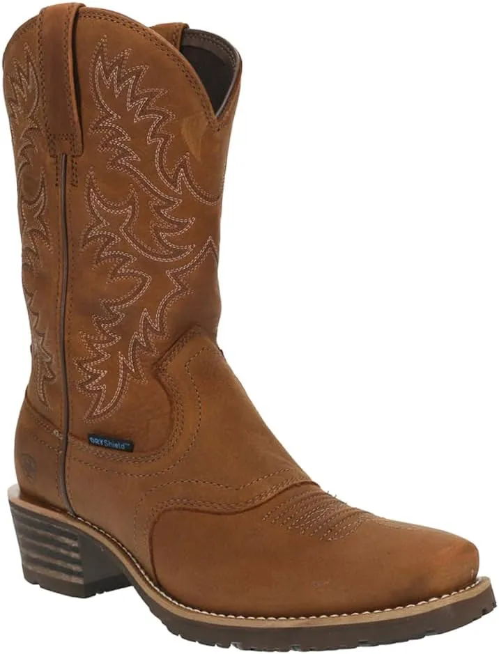 ARIAT Mens Hybrid Roughstock Embroidered Waterproof Square Toe Pull On Casual Boots Mid Calf - Brown