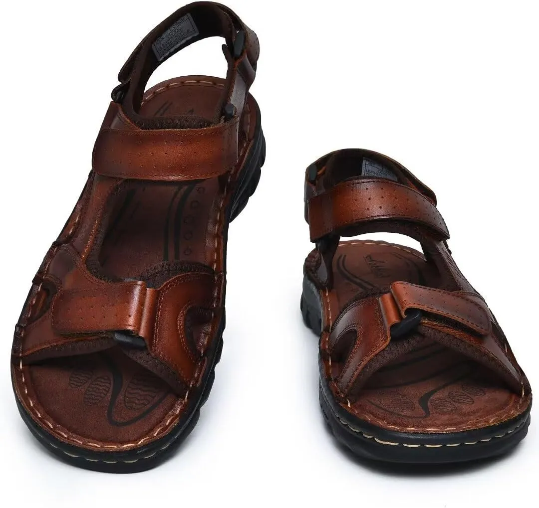 Arkbird Men's Sandals, Closed Toe Leather Fisherman Outdoor Hiking Sport Shoes Summer