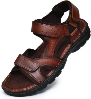 Arkbird Men's Sandals, Closed Toe Leather Fisherman Outdoor Hiking Sport Shoes Summer