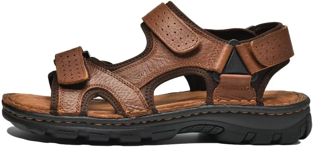 Arkbird Men's Sandals, Closed Toe Leather Fisherman Outdoor Hiking Sport Shoes Summer