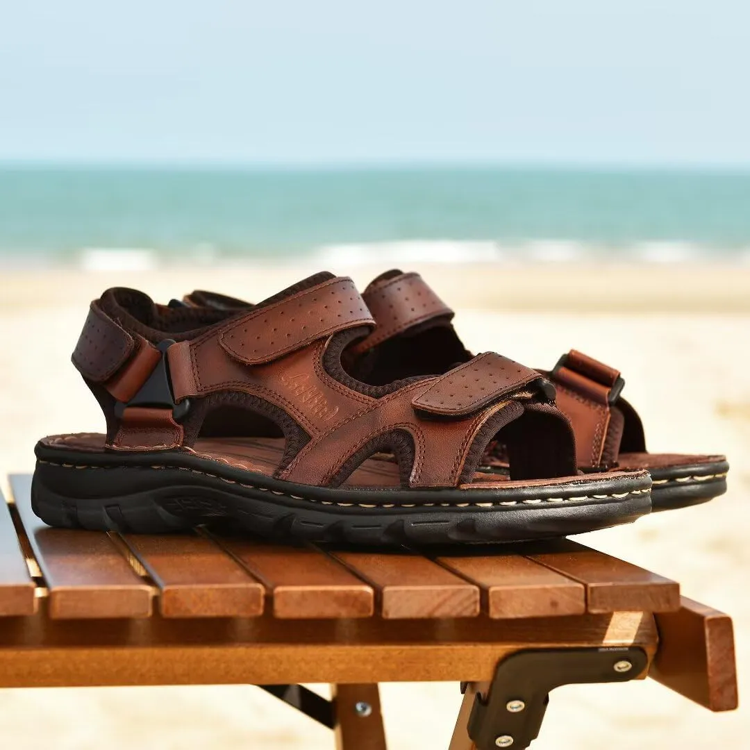Arkbird Men's Sandals, Closed Toe Leather Fisherman Outdoor Hiking Sport Shoes Summer