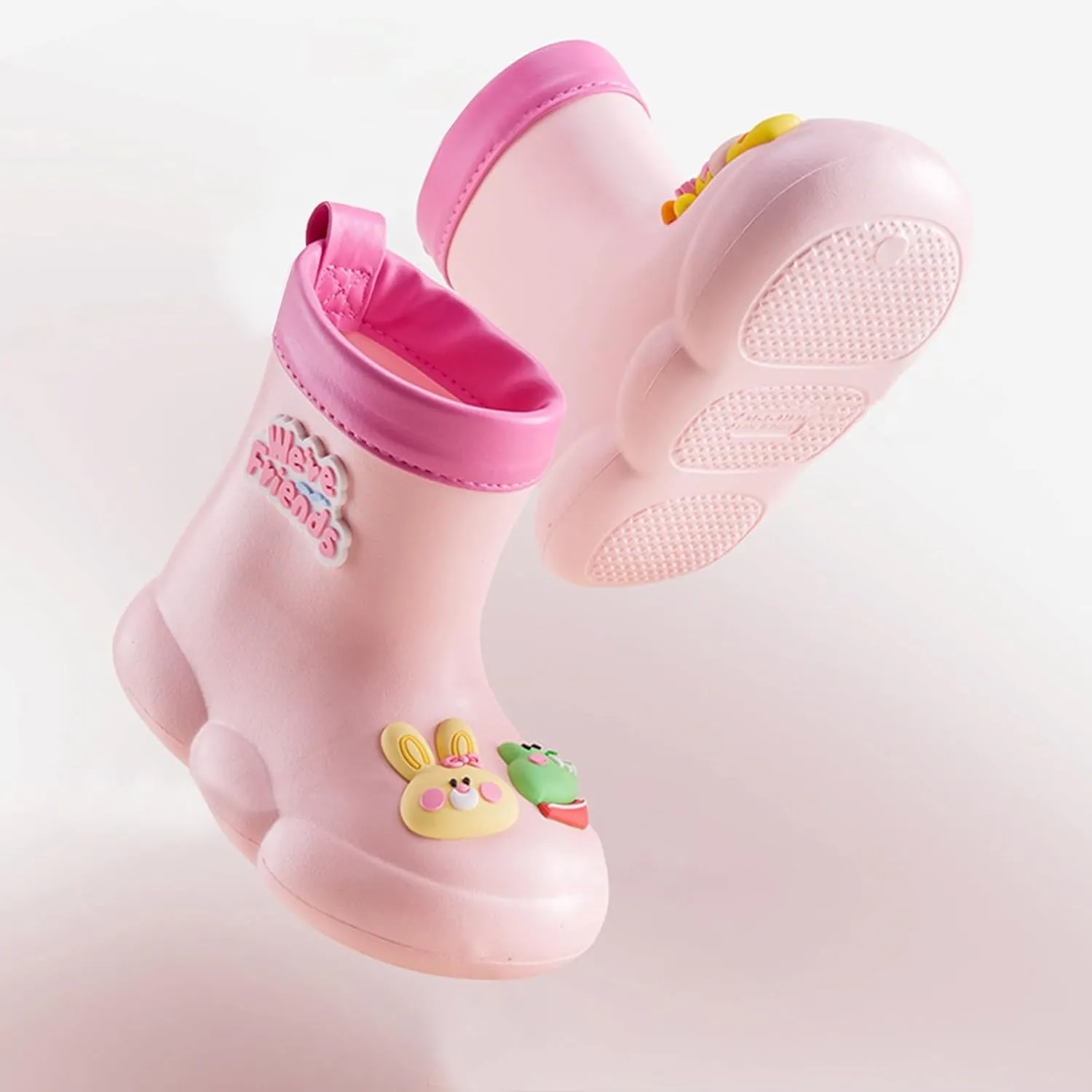 𝗖artoon Bear Rain Boots For Toddler Baby Boys Girls Outdoor 𝐖aterproof Shoes Soft Sole Non Slip Fashion Comfy Booties