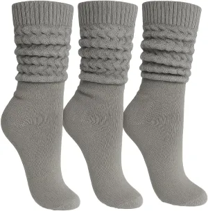 AWS/American Made Women’s Slouch Socks Cotton Slouchy Knee-High Boot Socks Scrunch Breathable Extra Long All-Season Comfort