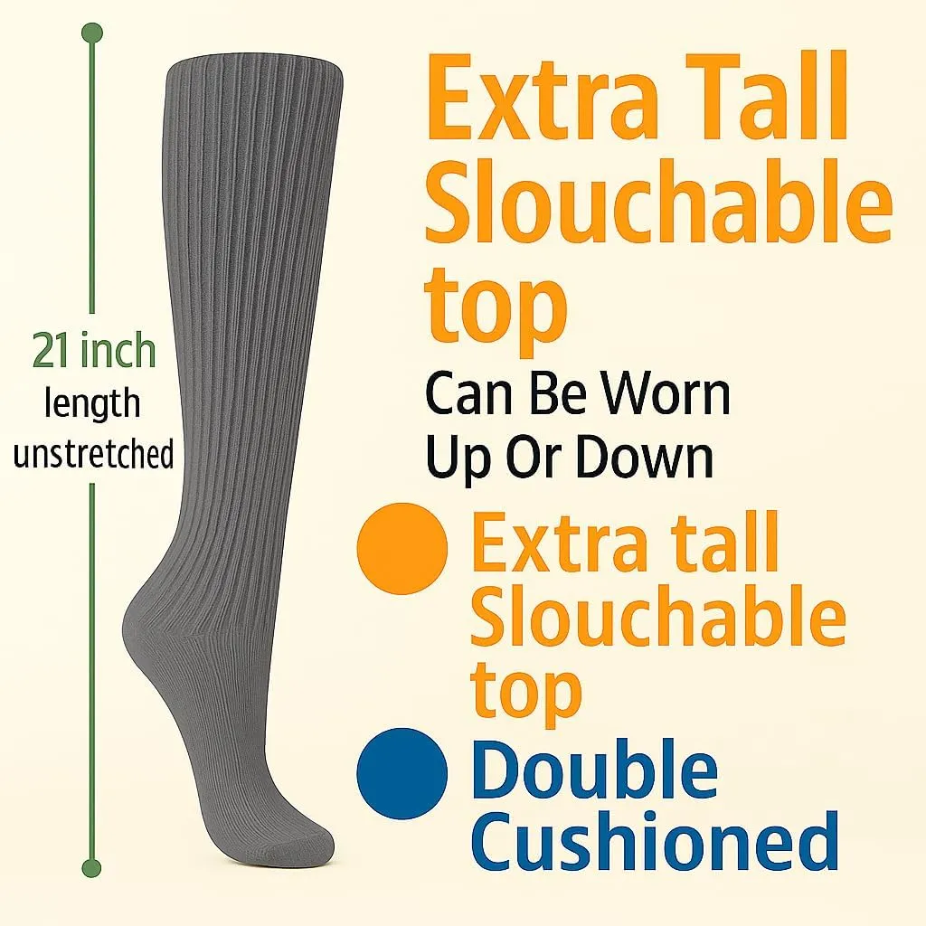 AWS/American Made Women’s Slouch Socks Cotton Slouchy Knee-High Boot Socks Scrunch Breathable Extra Long All-Season Comfort