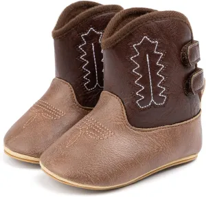 Baby Western Cowboy Boots Infant Boys Girls Non-Slip Soft Sole Booties Toddler Newborn First Walker Crib Shoes