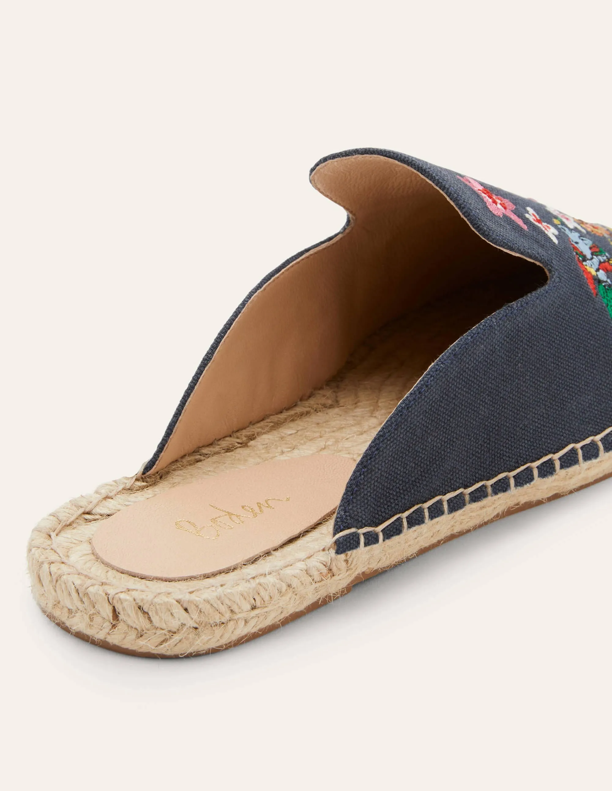 Bestickte Pantoletten-Espadrilles-Französisches Navy, Exotisches Paradies