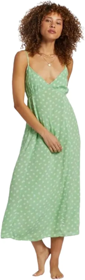 Billabong Summer Shine Midi Dress - Women's Sleeveless Ruffle Detail Faux Wrap Tie Midi Dress