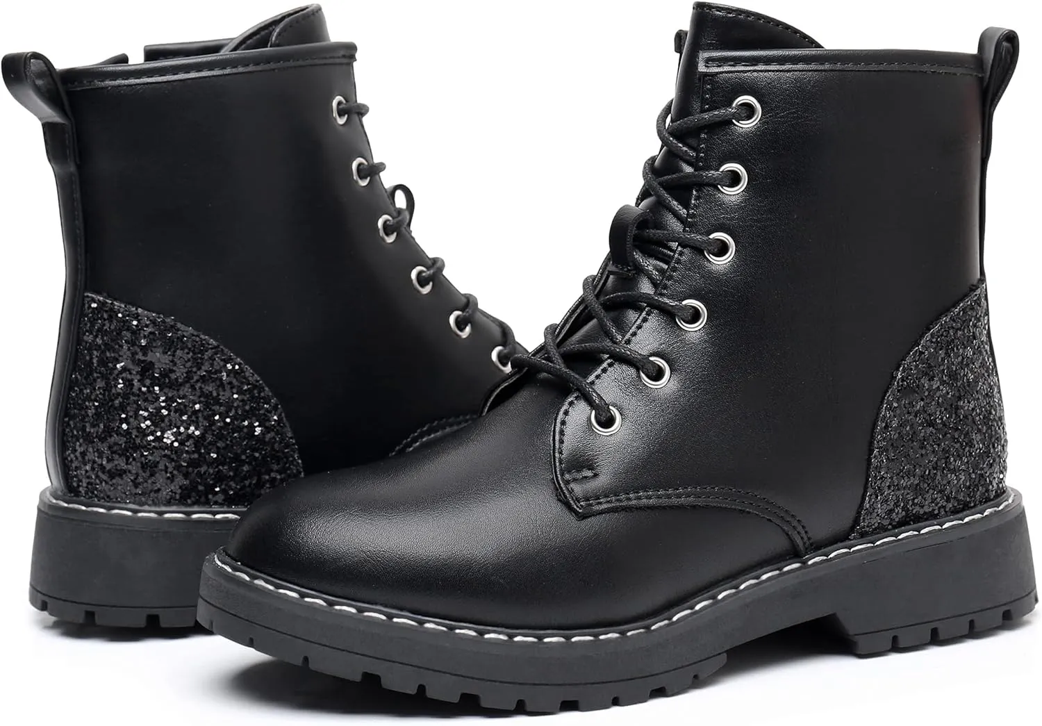 Blikcon Kids Girls Combat Ankle Boots Lace up Inner Zipper Fashion Booties (Little Kid/Big Kid)…