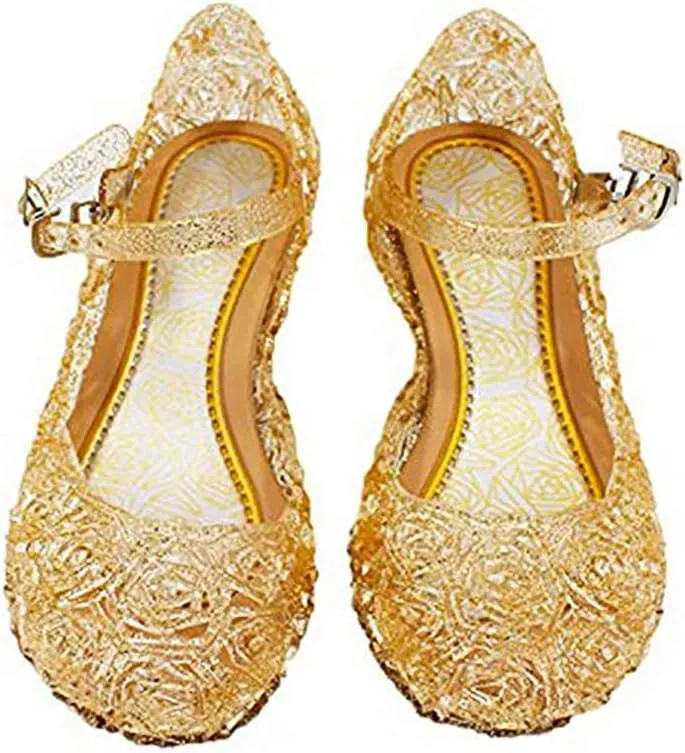Blue Girl’s Princess Shoes Jelly Sandals Cinderella Toddler Cosplay Dancing Show Mary Janes(Toddler/Little Kid)