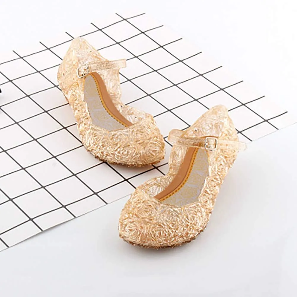 Blue Girl’s Princess Shoes Jelly Sandals Cinderella Toddler Cosplay Dancing Show Mary Janes(Toddler/Little Kid)