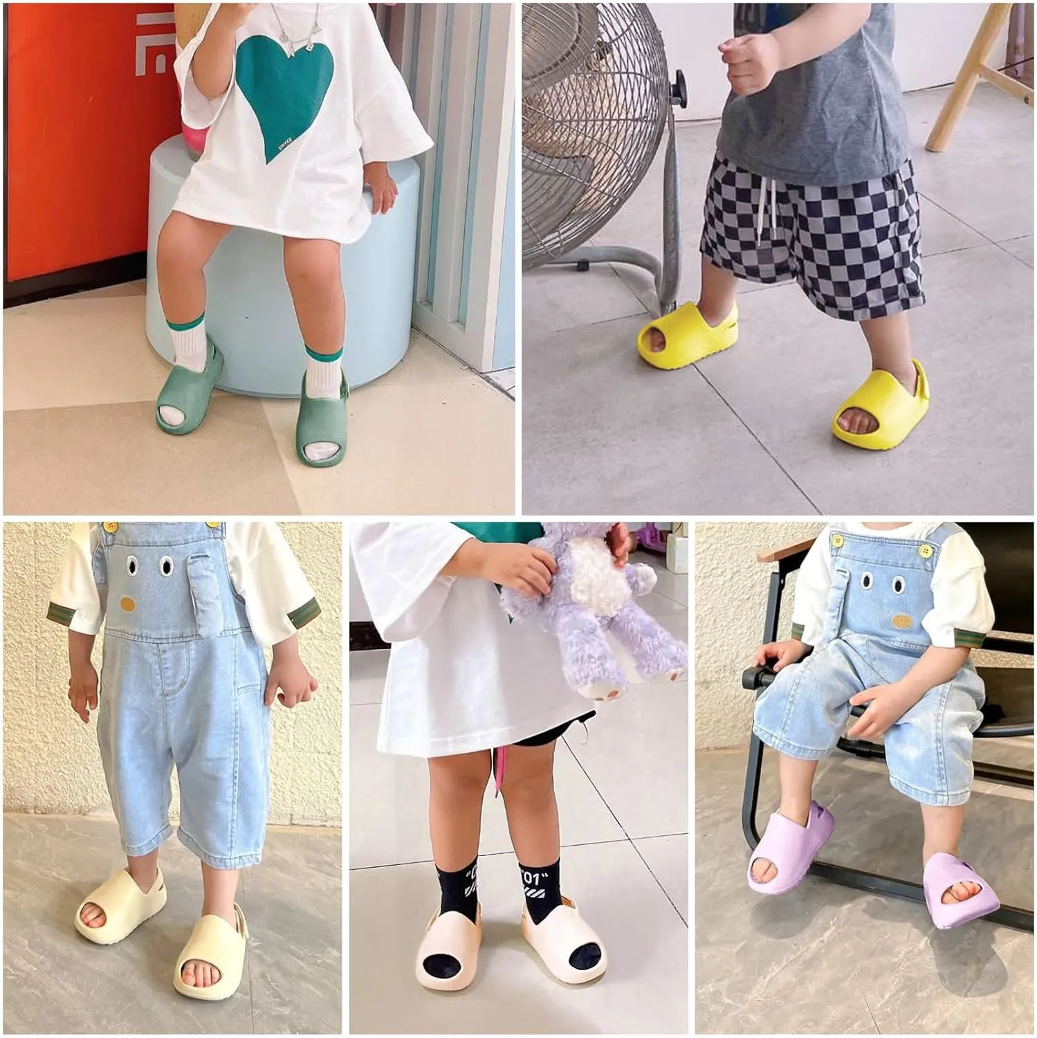 bolukets Toddler Little Kids Slides Sandals, Summer Slip On Lightweight Slippers for Boys and Girls, Beach Pool Anti-Slip Water Shoes Indoor Outdoor Sandals