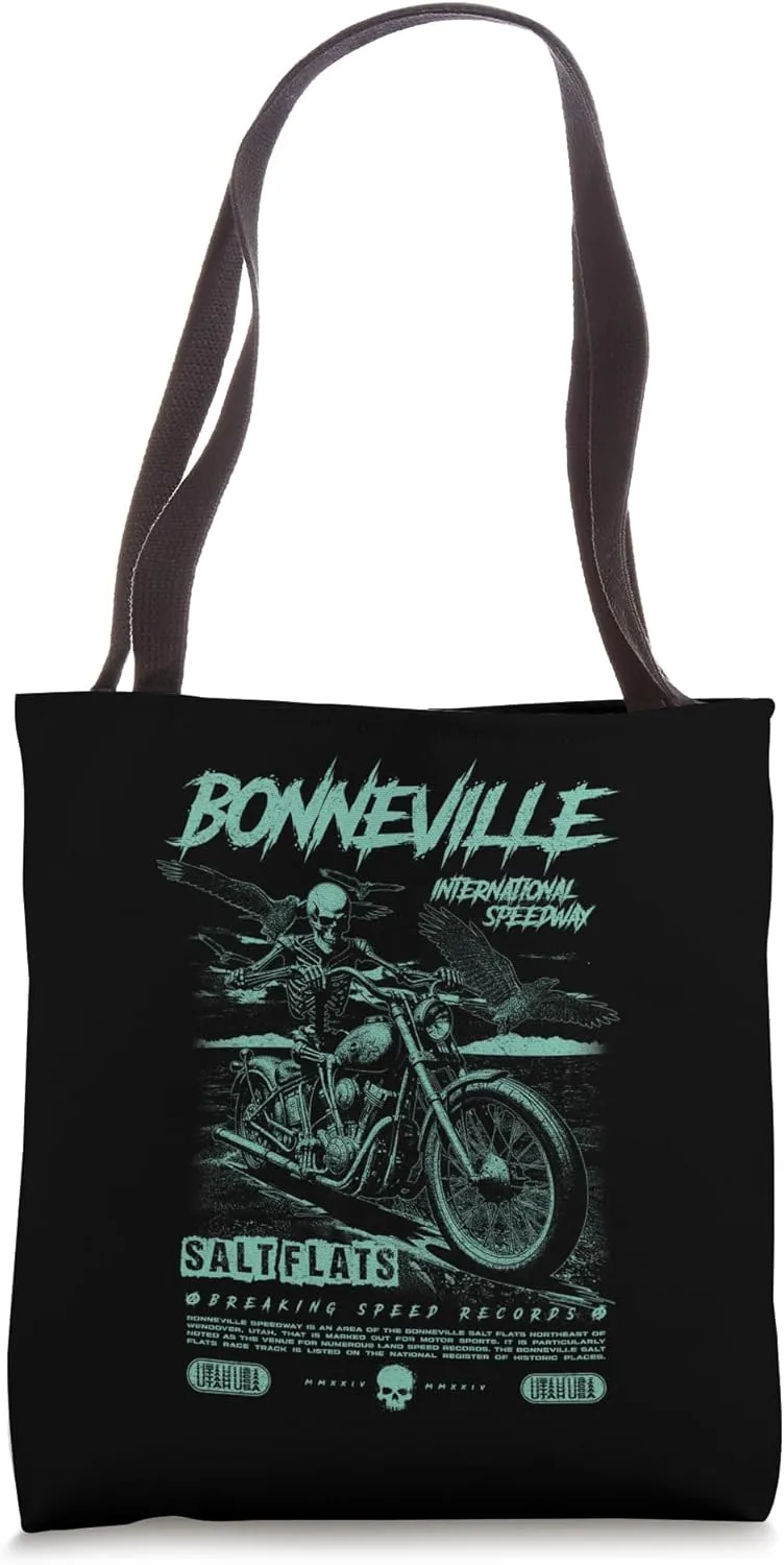 Bonneville Salt Flats Motorcycle Racing Vintage Biker Tote Bag